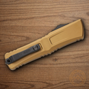 Microtech Auto Combat Troodon DE Gen III Folding Knife 4" Bohler M390MK Steel Blade Tan Aluminum Handle