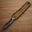 Microtech Auto Combat Troodon DE Gen III Folding Knife 4" Bohler M390MK Steel Blade Tan Aluminum Handle