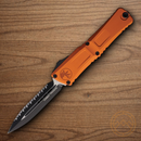 Microtech Auto Combat Troodon DE Gen III Folding Knife 4" Bohler M390MK Steel Blade Orange Aluminum Handle