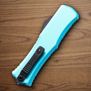 Microtech Auto Combat Troodon DE Gen III Folding Knife 4" Bohler M390MK Steel Blade Turquoise Aluminum Handle