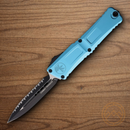 Microtech Auto Combat Troodon DE Gen III Folding Knife 4" Bohler M390MK Steel Blade Turquoise Aluminum Handle