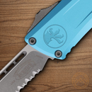 Microtech Auto Combat Troodon SE Gen III Folding Knife 4" Premium Steel Blade Turquoise Aluminum Handle