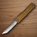 Microtech Auto Combat Troodon T/E GenIII Folding Knife 4" Bohler M390MK Steel Blade Tan Aluminum Handle