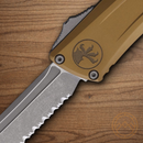 Microtech Auto Combat Troodon T/E GenIII Folding Knife 4" Bohler M390MK Steel Blade Tan Aluminum Handle