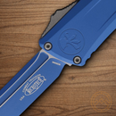 Microtech Auto Combat Troodon T/E GenIII Folding Knife 4" Bohler M390MK Steel Blade Blue Aluminum Handle