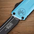 Microtech Auto Combat Troodon T/E GenIII Folding Knife 4" Bohler M390MK Steel Blade Turquoise Aluminum Handle