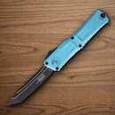 Microtech Auto Combat Troodon T/E GenIII Folding Knife 4" Bohler M390MK Steel Blade Turquoise Aluminum Handle