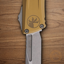 Microtech Auto Combat Troodon Gen III Folding Knife 4" Premium Steel Blade Tan Aluminum Handle