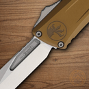 Microtech Auto Combat Troodon Gen III Folding Knife 4" Bohler M390MK Steel Blade Tan Aluminum Handle