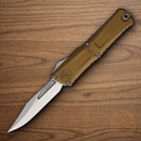 Microtech Auto Combat Troodon Gen III Folding Knife 4" Bohler M390MK Steel Blade Tan Aluminum Handle