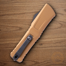 Microtech Auto Combat Troodon SE Gen III Folding Knife 4" Bohler M390MK Steel Blade Tan Aluminum Handle