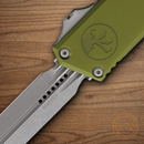 Microtech Auto Scarab II Folding Knife 3.9" Bohler M390MK Steel Blade OD Green Aluminum Handle