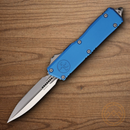 Microtech Auto Scarab II Folding Knife 3.9" Bohler M390MK Steel Blade Blue Aluminum Handle