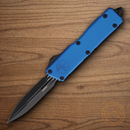 Microtech Auto Scarab II Folding Knife 3.9" Bohler M390MK Steel Blade Blue Aluminum Handle
