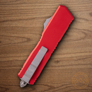 Microtech Auto Scarab II Folding Knife 3.9" Bohler M390MK Steel Blade Red Aluminum Handle