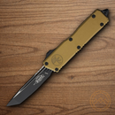Microtech Auto Scarab II Folding Knife 3.9" Bohler M390MK Steel Blade Tan Aluminum Handle