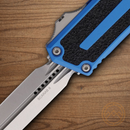 Microtech Auto Scarab II Folding Knife 3.9" Bohler M390MK Steel Blade Blue/Black Aluminum Handle