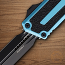 Microtech Auto Scarab II Folding Knife 3.9" Bohler M390MK Steel Blade Turquoise/Black Aluminum Handle