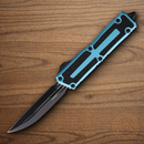 Microtech Auto Scarab II Folding Knife 3.9" Bohler M390MK Steel Blade Turquoise/Black Aluminum Handle