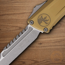 Microtech Auto Combat Troodon Intercepto Folding Knife 4" Bohler M390MK Steel Blade Tan Aluminum Handle