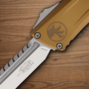 Microtech Auto Combat Troodon Intercepto Folding Knife 4" Bohler M390MK Steel Blade Tan Aluminum Handle