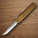 Microtech Auto Combat Troodon Intercepto Folding Knife 4" Bohler M390MK Steel Blade Tan Aluminum Handle