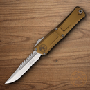 Microtech Auto Combat Troodon Intercepto Folding Knife 4" Bohler M390MK Steel Blade Tan Aluminum Handle