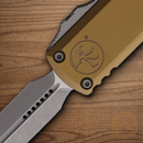 Microtech Auto UTX-85 D/E Gen IV Folding Knife 3.13" Bohler M390MK Steel Blade Tan Aluminum Handle