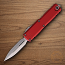 Microtech Auto UTX-85 D/E Gen IV Folding Knife 3.13" Bohler M390MK Steel Blade Red Aluminum Handle