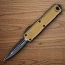 Microtech Auto UTX-85 Folding Knife 3.13" Bohler M390MK Steel Blade Tan Aluminum Handle