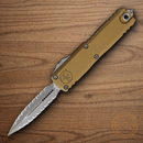 Microtech Auto UTX-85 D/E Gen IV Folding Knife 3.13" Bohler M390MK Steel Blade Tan Aluminum Handle