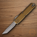 Microtech Auto UTX-85 T/E Gen IV Folding Knife 3" Bohler M390MK Steel Blade Tan Aluminum Handle