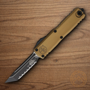 Microtech Auto UTX-85 T/E Gen IV Folding Knife 3" Bohler M390MK Steel Blade Tan Aluminum Handle