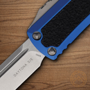 Microtech Auto Daytona Folding Knife 3.13" Premium Steel Blade Blue Aluminum Handle