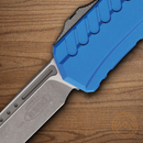 Microtech Auto Cypher II Folding Knife 3.5" Bohler M390MK Steel Blade Blue Aluminum Handle