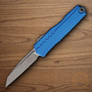 Microtech Auto Cypher II Folding Knife 3.5" Bohler M390MK Steel Blade Blue Aluminum Handle