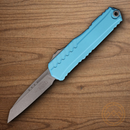 Microtech Auto Cypher II Folding Knife 3.5" Premium Steel Blade Turquoise Aluminum Handle