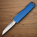 Microtech Auto Cypher II Folding Knife 3.5" Bohler M390MK Steel Blade Blue Aluminum Handle