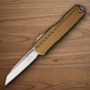Microtech Auto Cypher II Folding Knife 3.5" Premium Steel Blade Tan Aluminum Handle