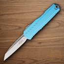 Microtech Auto Cypher II Folding Knife 3.5" Premium Steel Blade Turquoise Aluminum Handle
