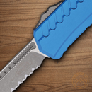 Microtech Auto Cypher II Folding Knife 3.5" Bohler M390MK Steel Blade Blue Aluminum Handle