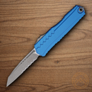 Microtech Auto Cypher II Folding Knife 3.5" Bohler M390MK Steel Blade Blue Aluminum Handle