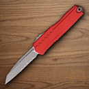 Microtech Auto Cypher II Folding Knife 3.5" Bohler M390MK Steel Blade Red Aluminum Handle