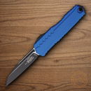 Microtech Auto Cypher II Folding Knife 3.5" Bohler M390MK Steel Blade Blue Aluminum Handle