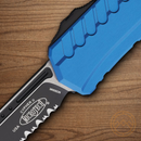 Microtech Auto Cypher II Folding Knife 3.5" Bohler M390MK Steel Blade Blue Aluminum Handle