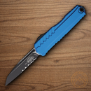 Microtech Auto Cypher II Folding Knife 3.5" Bohler M390MK Steel Blade Blue Aluminum Handle