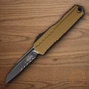 Microtech Auto Cypher II Folding Knife 3.5" Bohler M390MK Steel Blade Tan Aluminum Handle