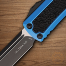 Microtech Auto Cypher II Folding Knife 3.5" Premium Steel Blade Blue/Black Aluminum Handle