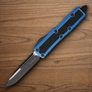 Microtech Auto Cypher II Folding Knife 3.5" Premium Steel Blade Blue/Black Aluminum Handle