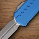 Microtech Auto Cypher II Folding Knife 3.5" Premium Steel Blade Blue Aluminum Handle